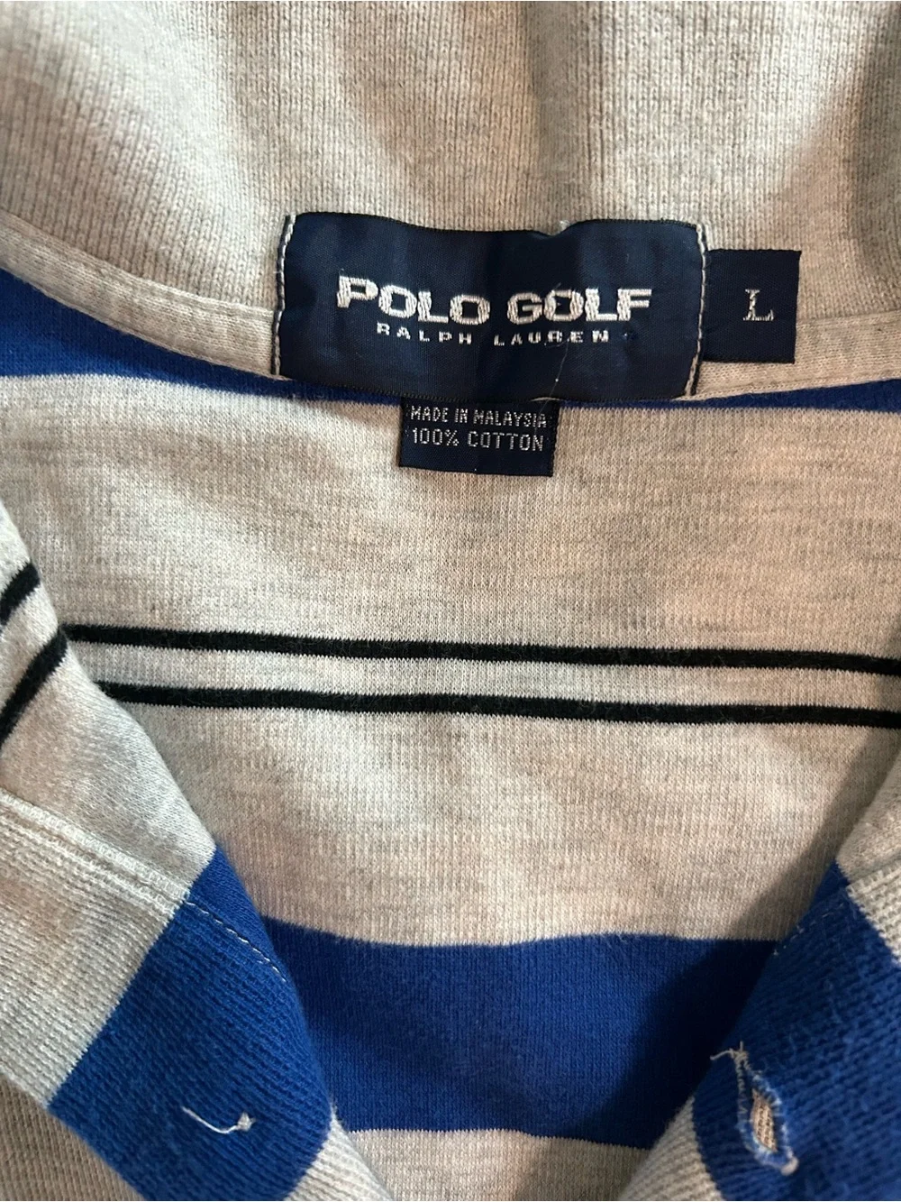 Ralph Lauren Golf Blue & Gray Striped Polo Shirt Tiburon Naples M